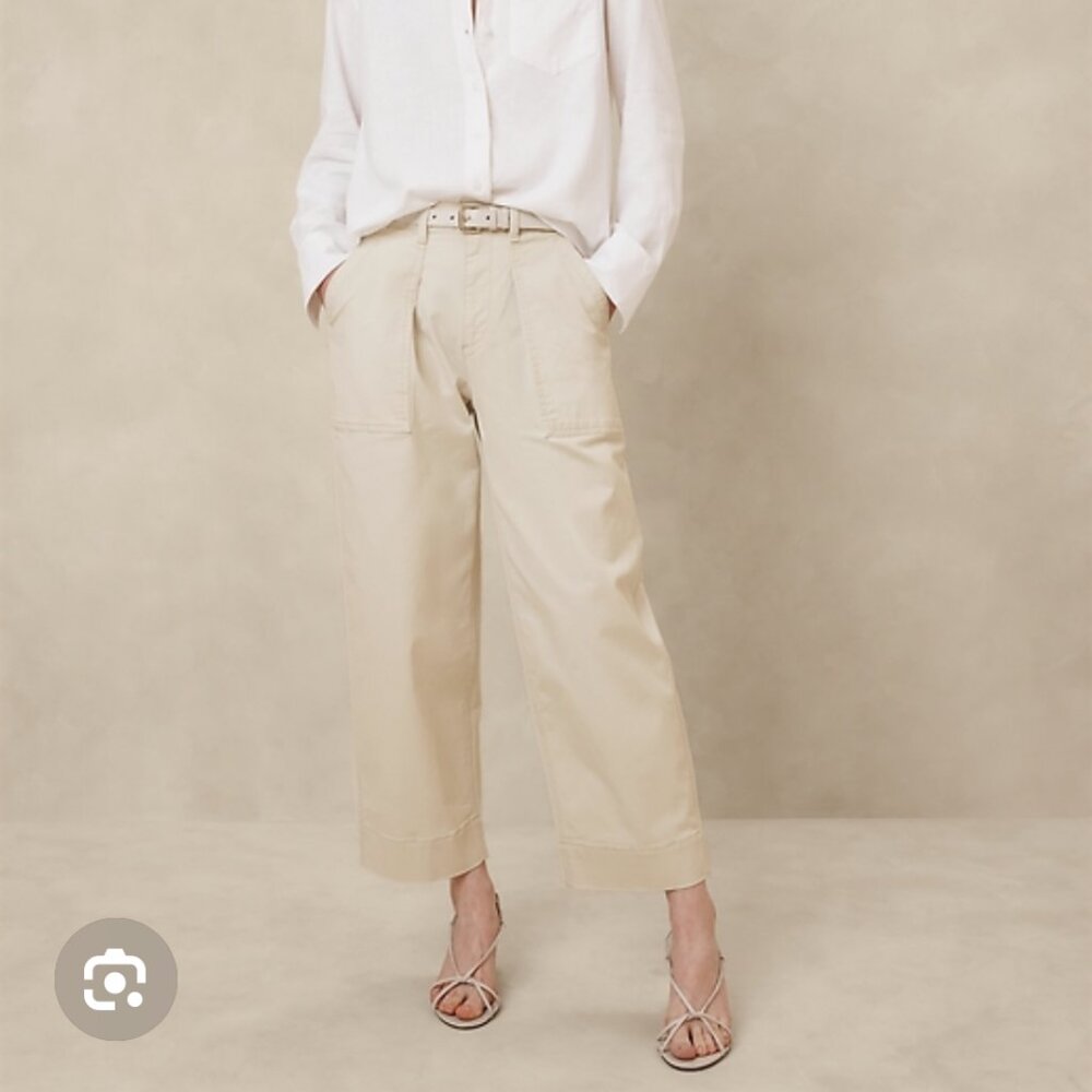 Banana Republic Factory Women Beige/Light Khaki Authentic Chino Barrel Pants Siz